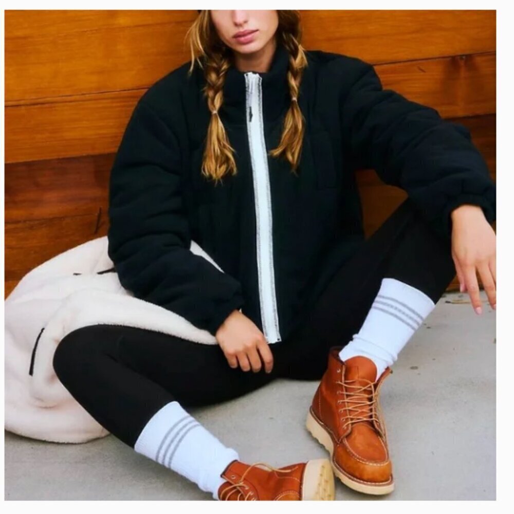 Free People Movement Renegade Fleece Cropped Slouchy Puffer Jacket Size XL